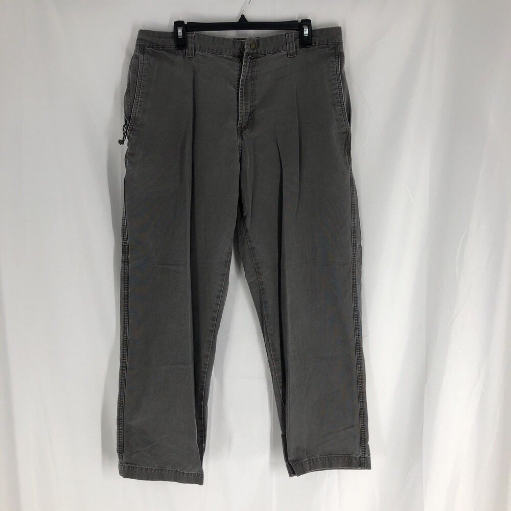 Columbia Canvas Pants Mens 36 Gray Straight Relaxed Zip Pocket Outdoors